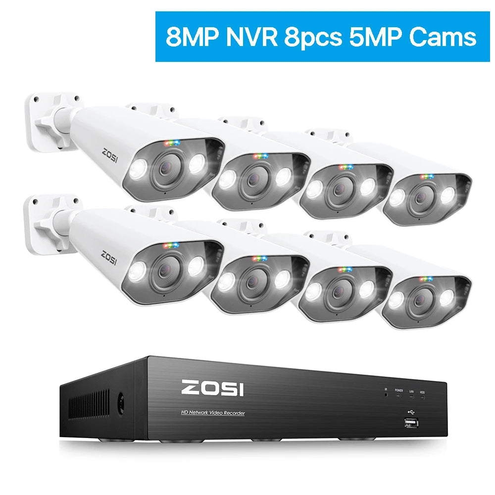 ZOSI 8CH POE CCTV Surveillance Kit With 4K Outdoor Cameras