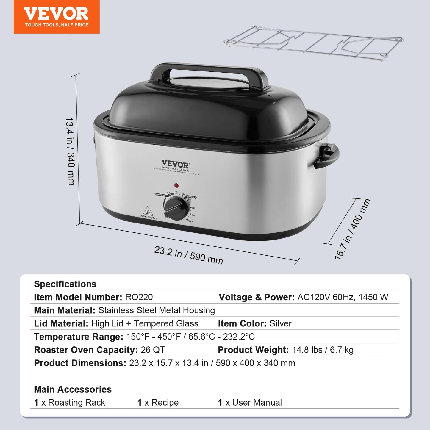 SucceBuy Electric Roaster Oven With Self Basting Lid 1450W