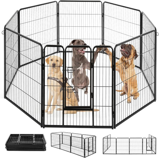 Rust-Resistant Heavy Duty Metal Dog Playpen for Indoor and Outdoor Use