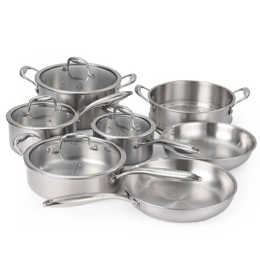 HiMISS 11-Piece Stainless Steel Cookware Set with Lids