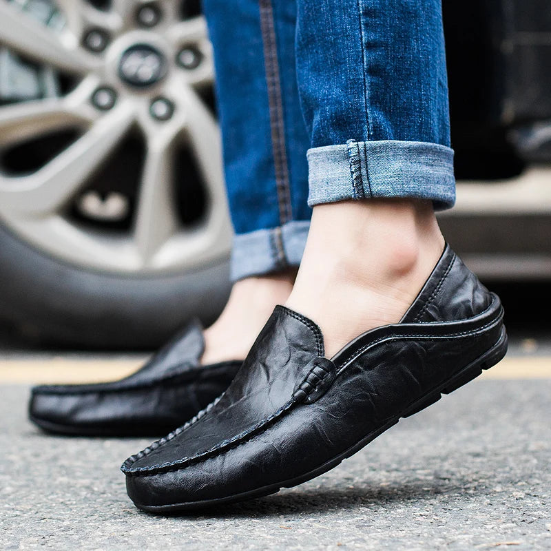 Mens Leather Casual Loafers Shoes Genuine Suede Dress Moccasins