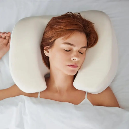 Back Sleeper Pillow With Patent Pending Neck Support Satin Case