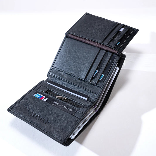 Genuine Leather Mens Wallet RFID Card Holder Coin Purse