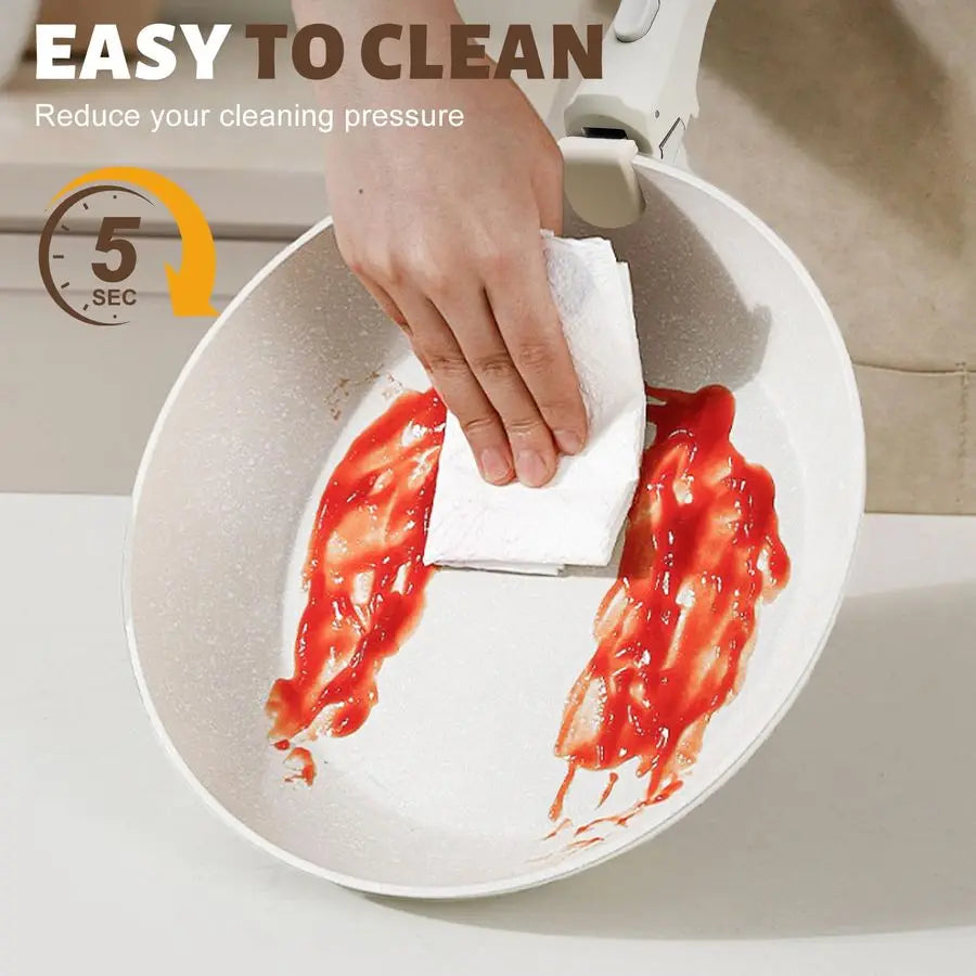 Nonstick Ceramic Pots and Pans Set With Detachable Handles Stackable