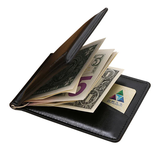 NONECN Leather Money Clip Wallet With Coin Pocket Zipper Closure
