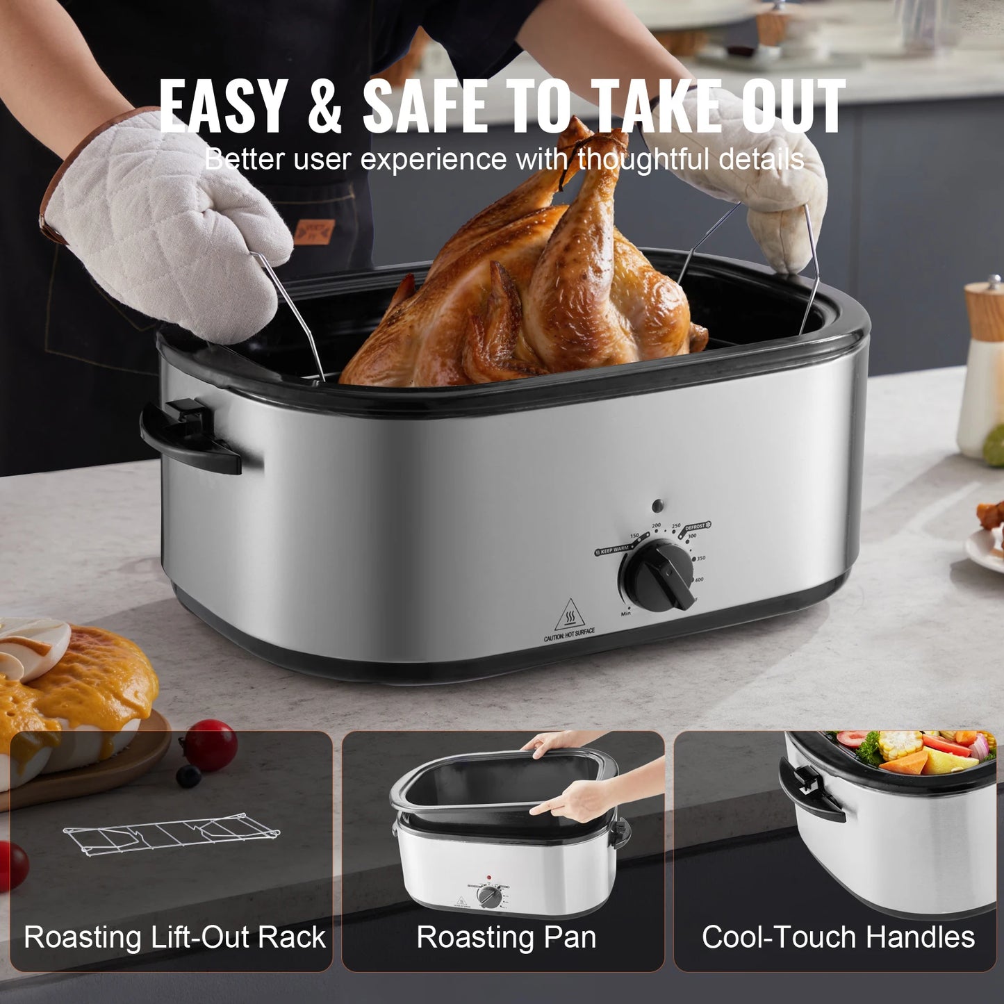SucceBuy Electric Roaster Oven With Self Basting Lid 1450W