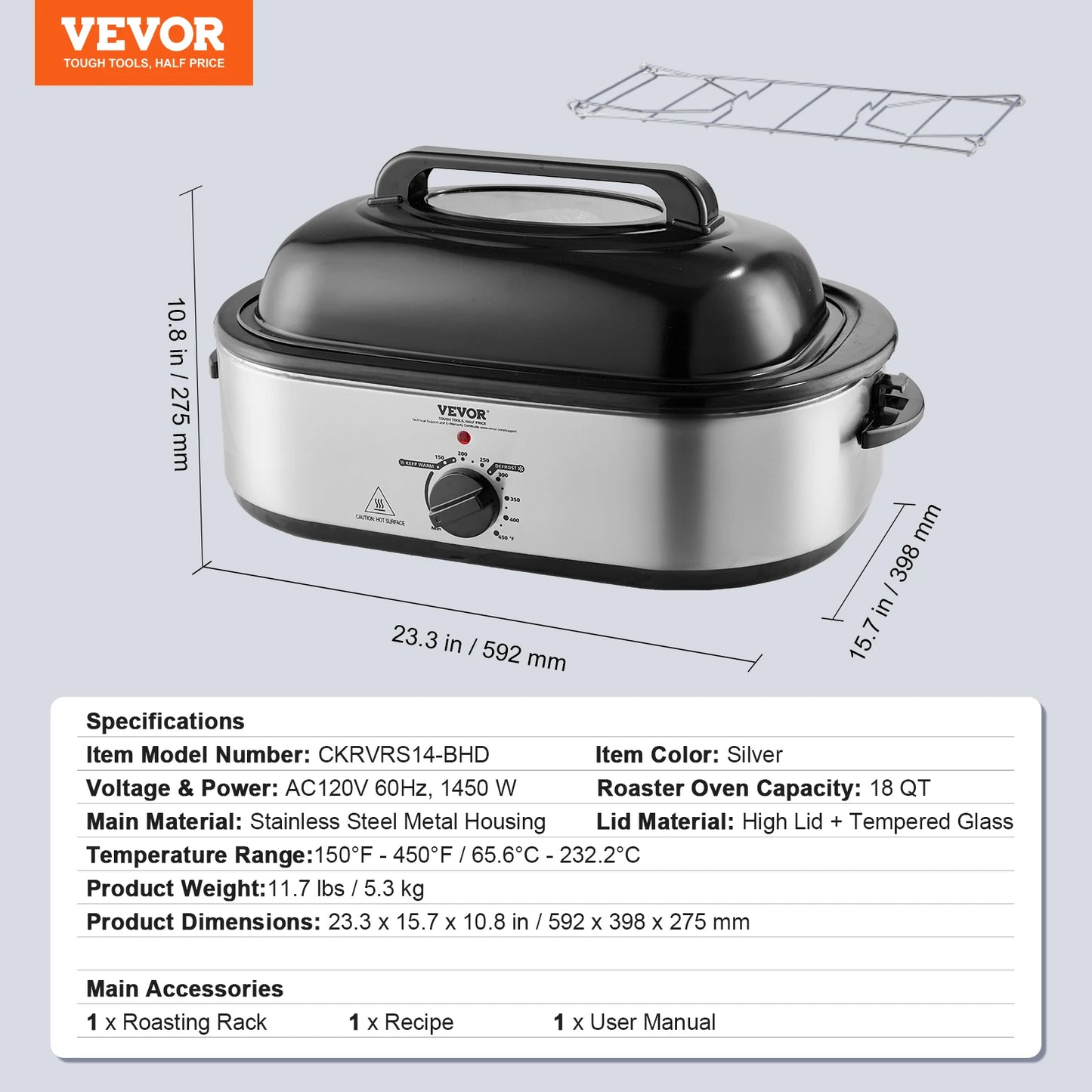 SucceBuy Electric Roaster Oven With Self Basting Lid 1450W