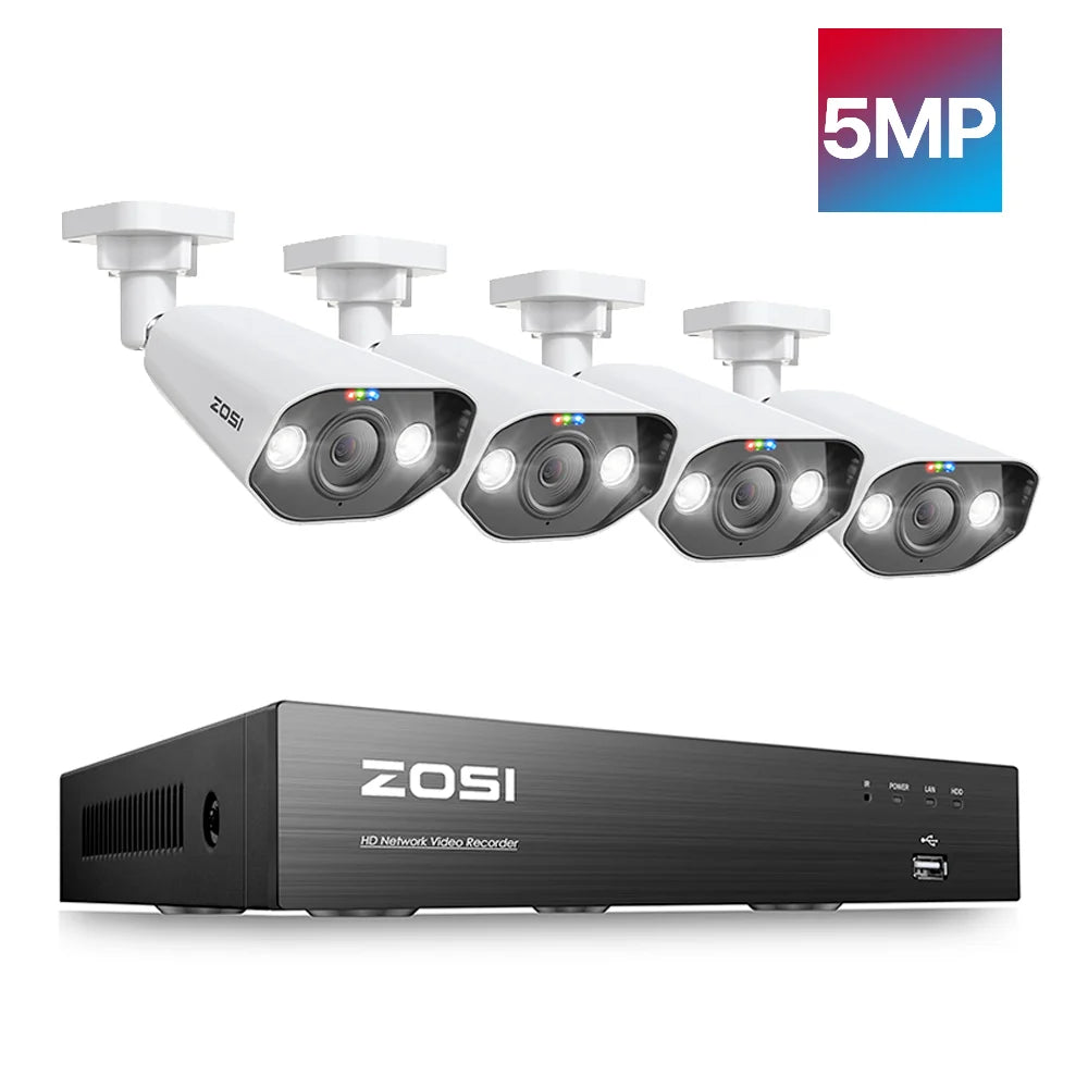 ZOSI 8MP CCTV System 8 Channel NVR Kit With Spotlight