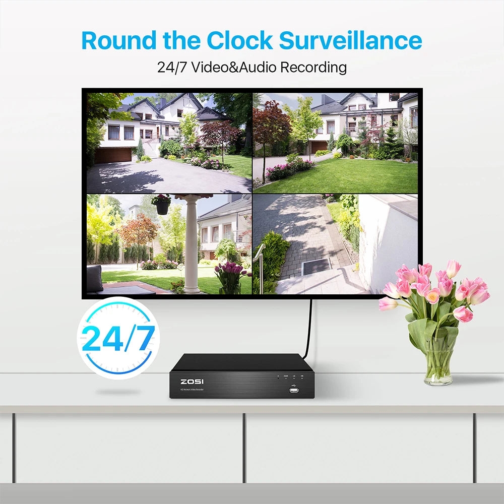 ZOSI 8MP CCTV System 8 Channel NVR Kit With Spotlight