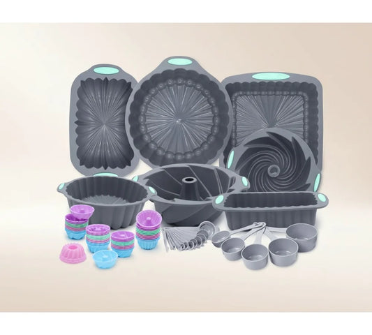72-Piece Silicone Bakeware Set Nonstick Pans For Cakes And Muffins