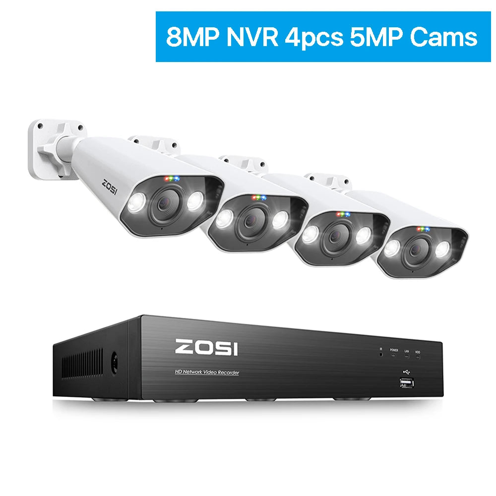 ZOSI 8CH POE CCTV Surveillance Kit With 4K Outdoor Cameras