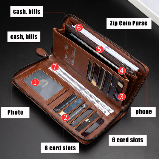 NONECN Men's PU Leather RFID Blocking Wallet Card Holder
