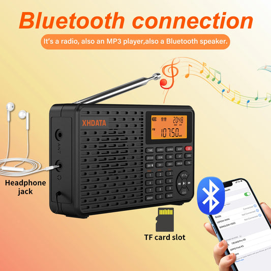 XHDATA D109 World Band Radio DSP AM FM Bluetooth Receiver