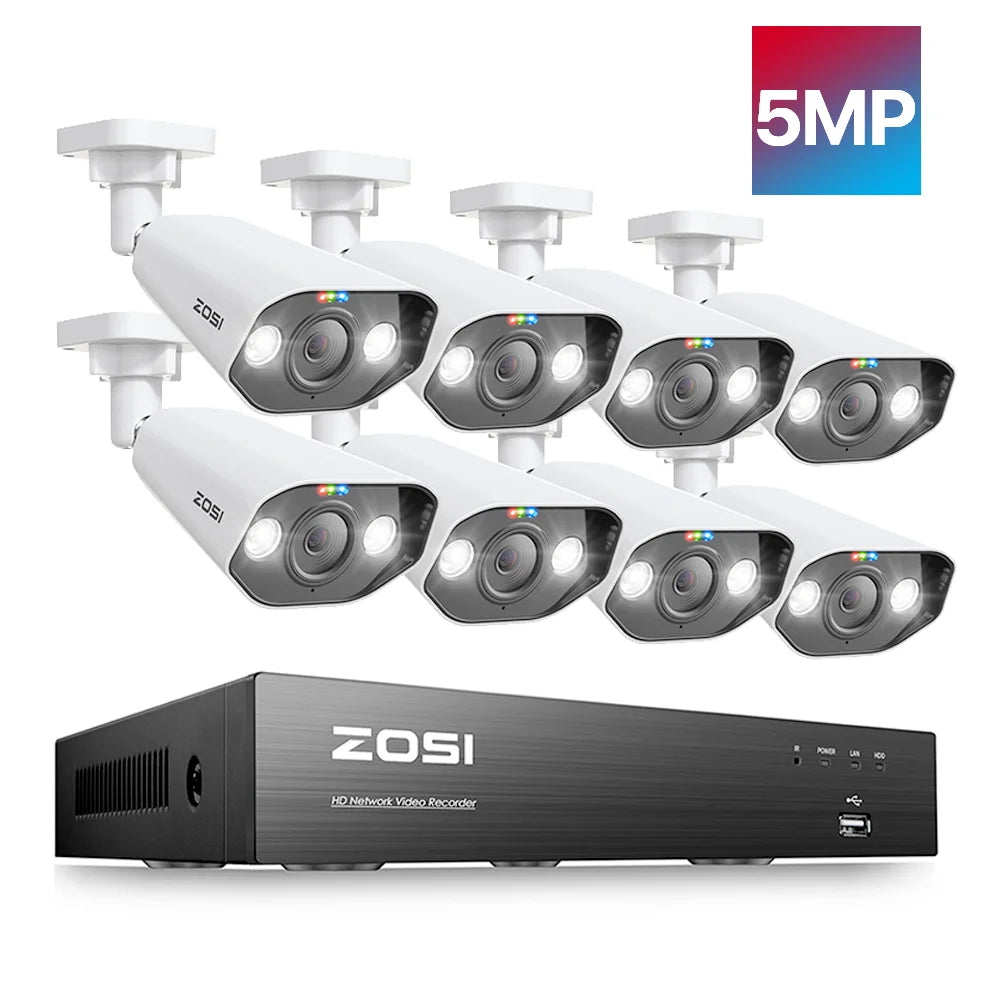 ZOSI 8MP CCTV System 8 Channel NVR Kit With Spotlight