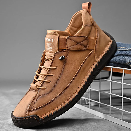 Leather Men Slip On Loafers Casual Shoes Breathable Moccasins