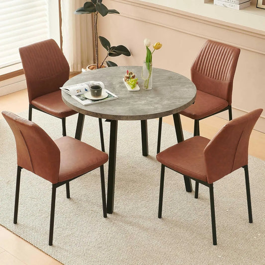 Frame 5-Piece Round Dining Table Set For Four Modern Space-Saving