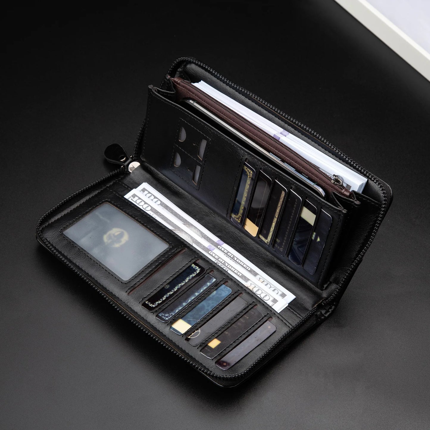 NONECN Men's PU Leather RFID Blocking Wallet Card Holder