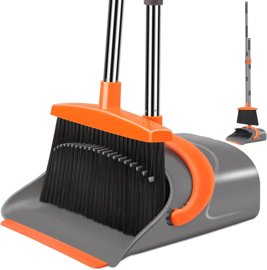 XMSJ Broom and Dustpan Set Upright Standing Cleaning Combo