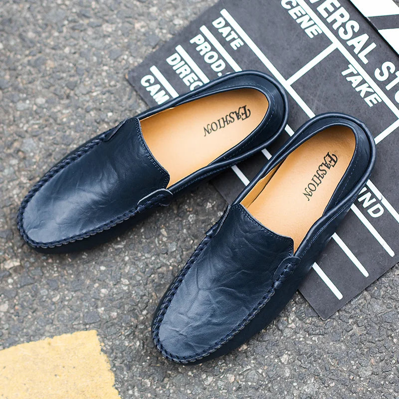 Mens Leather Casual Loafers Shoes Genuine Suede Dress Moccasins