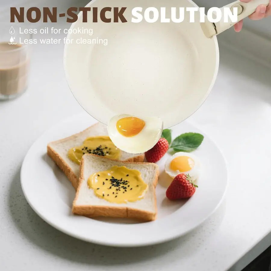 Nonstick Ceramic Pots and Pans Set With Detachable Handles Stackable