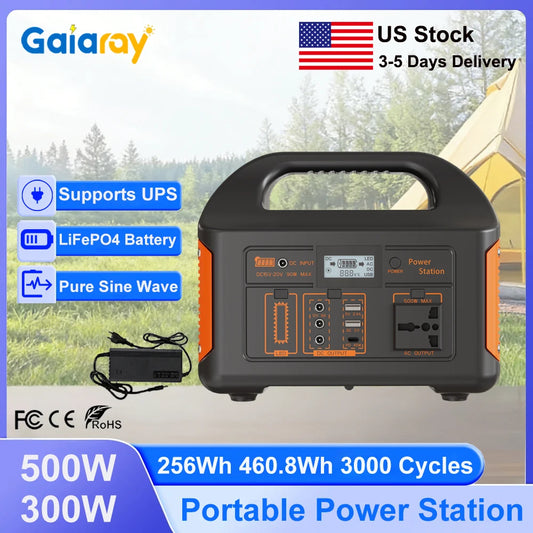 GaiaRay Portable Power Station 460Wh LiFePO4 Solar Generator
