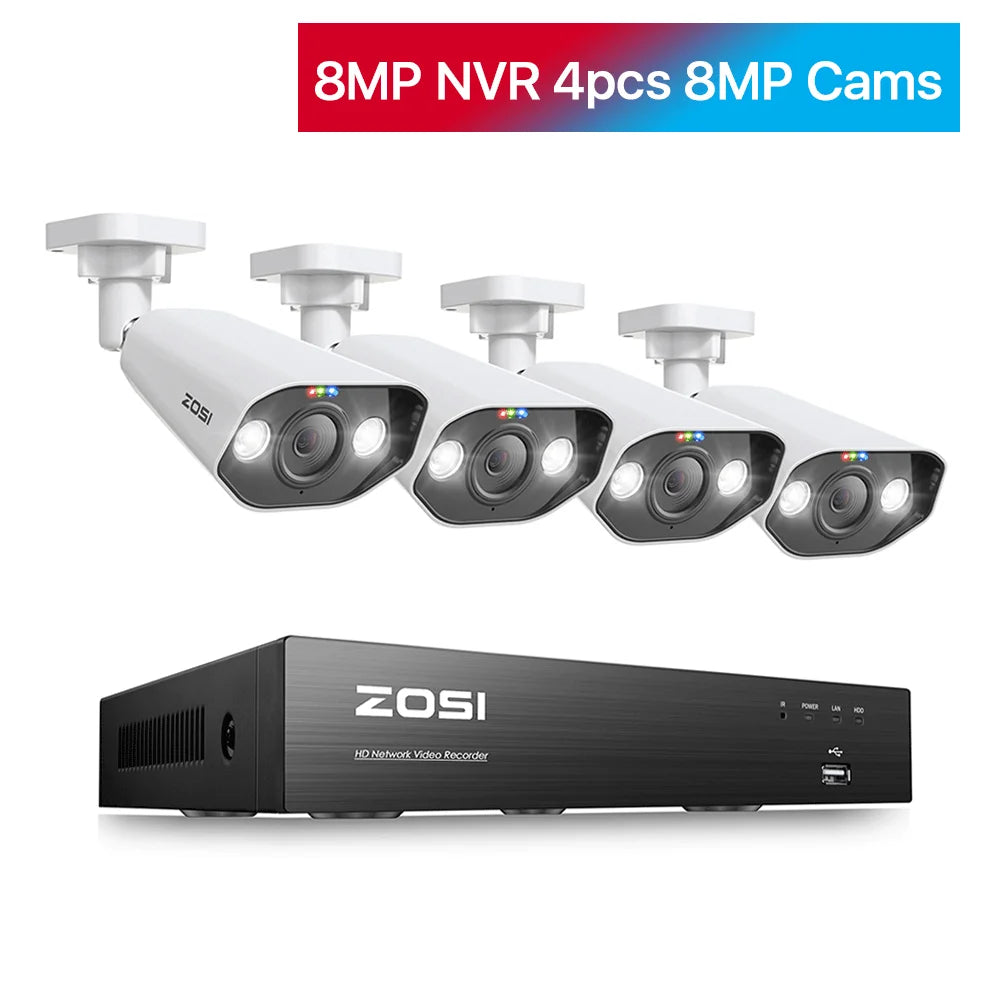 ZOSI 8CH POE CCTV Surveillance Kit With 4K Outdoor Cameras