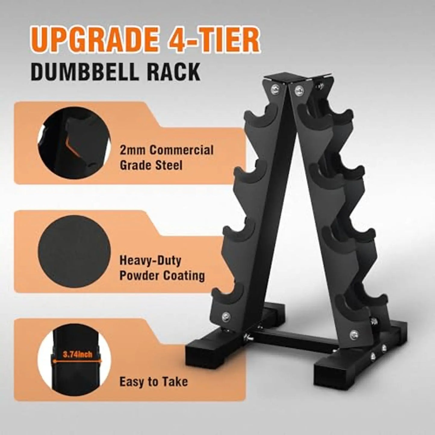Dumbbell Set With Storage Rack Rubber Coated Hex Weights Anti Slip Grip