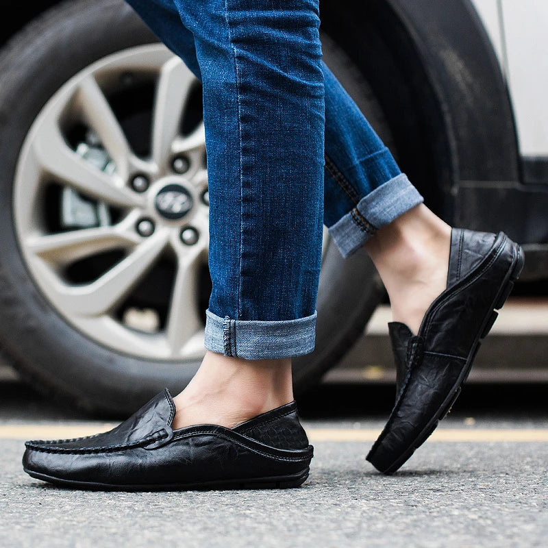 Mens Leather Casual Loafers Shoes Genuine Suede Dress Moccasins