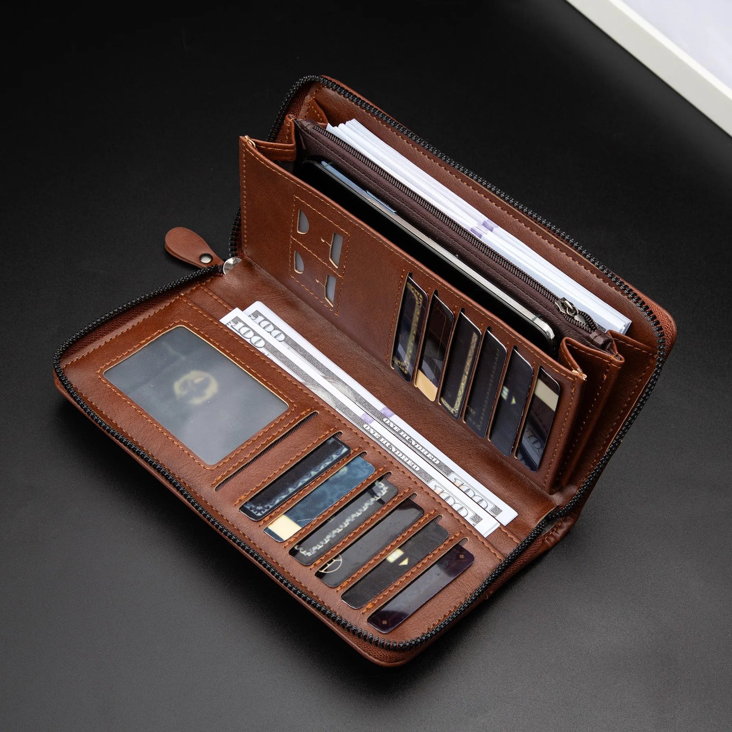 NONECN Men's PU Leather RFID Blocking Wallet Card Holder